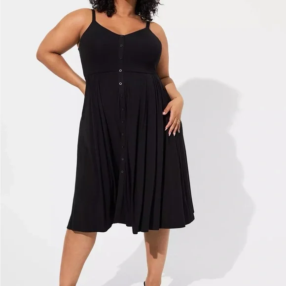 NWT Torrid Black Supersoft Button-Front Midi Dress - Torrid Size 3 (22-24, 3X) - Picture 3 of 16